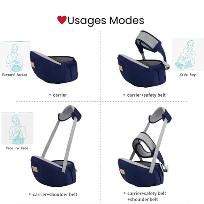 3-in-1 Hip Seat Carrier 👶 - with Detachable Diaper Bag & Storage Pouch